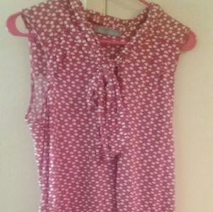 Orange, black and white short sleeve blouse